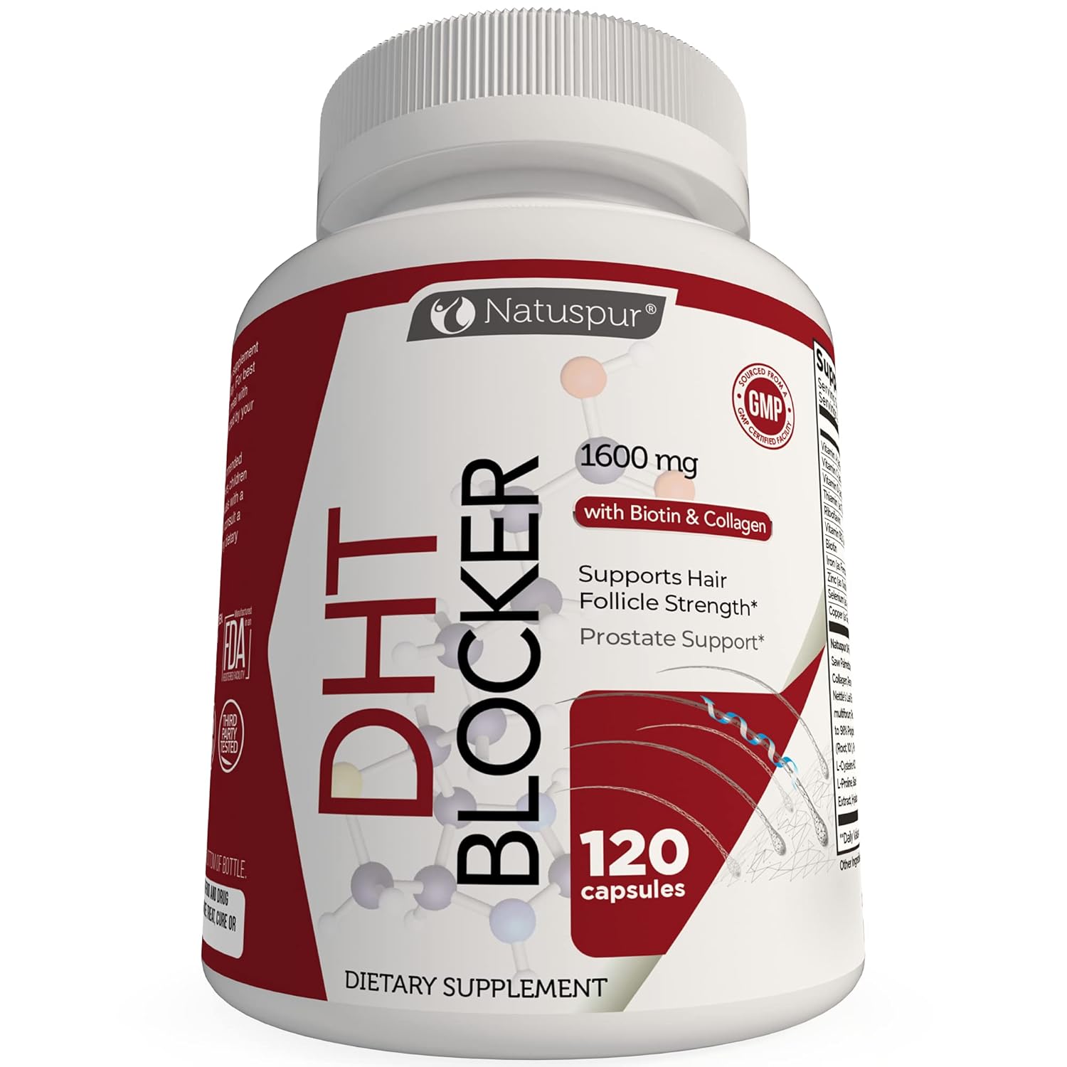 Organic Saw Palmetto DHT Blocker Hair Growth Supplement with Biotin & Collagen - Boosts Hair Regrowth for Men & Women, Gluten-Free & Vegetarian