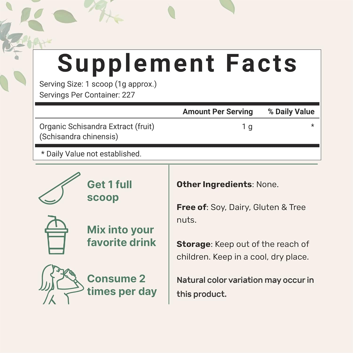 Organic Schisandra Extract Powder - 8 Ounce Pure Supplement for Liver Detox and Cognitive Health - Non-GMO Adaptogen with No Fillers
