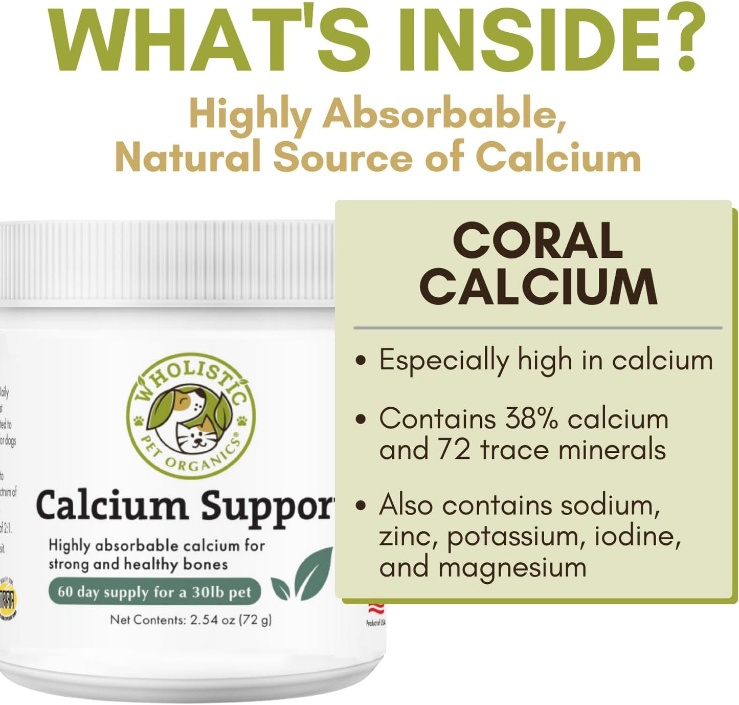 Organic Sea Coral Calcium Dog Supplement for Teeth and Bone Health