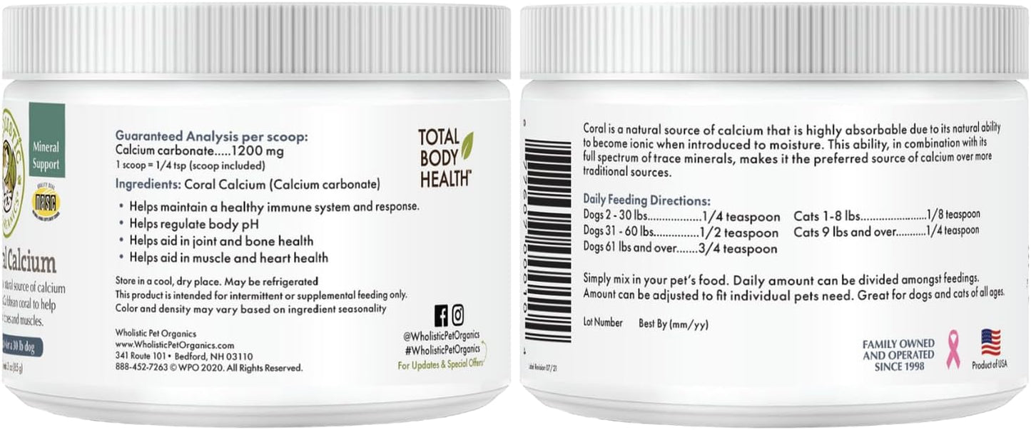Organic Sea Coral Calcium Dog Supplement for Teeth and Bone Health