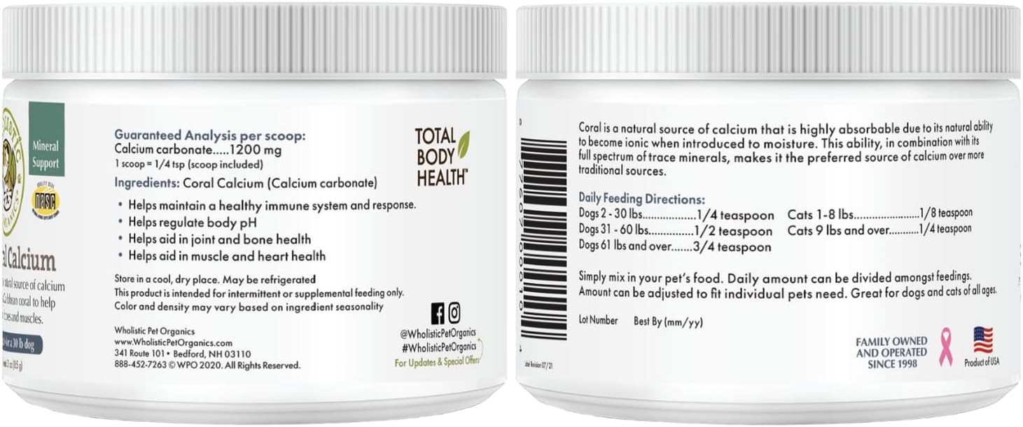 Organic Sea Coral Calcium Dog Supplement for Teeth and Bone Health