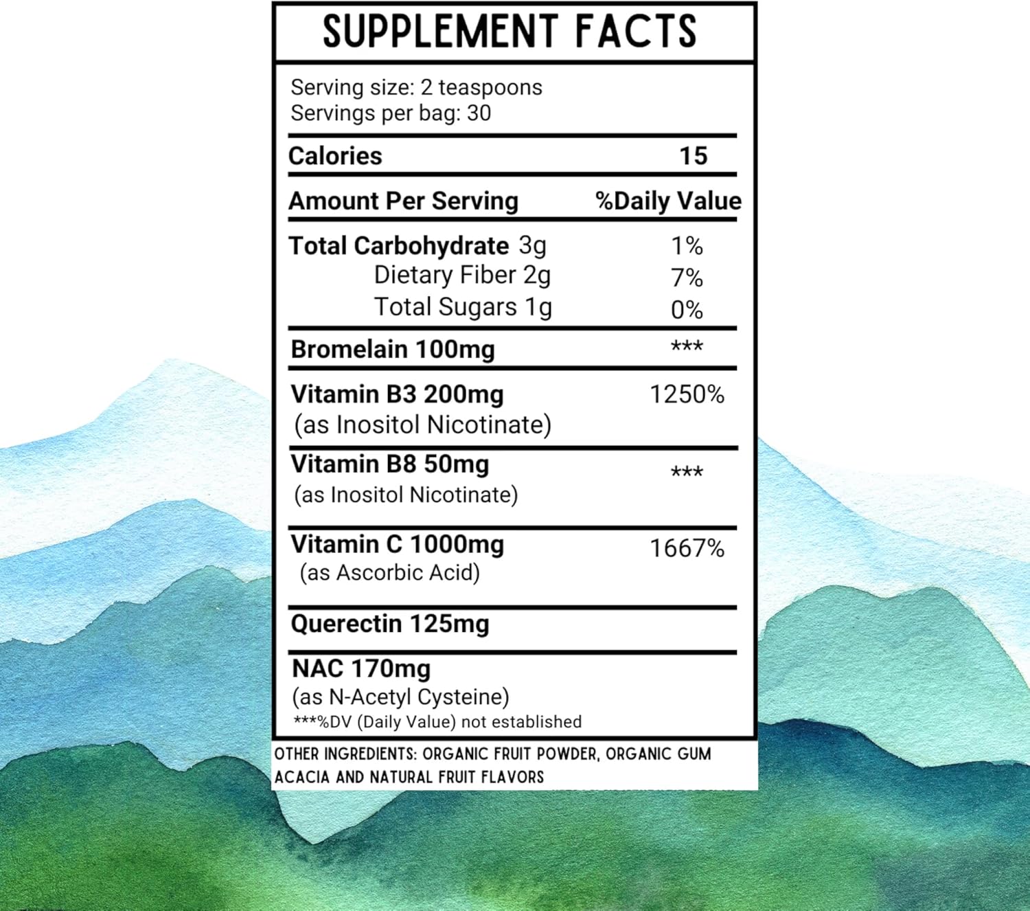 Organic Seasonal Defense Supplement with Bromelain, Vitamin B3, C, Quercetin, NAC - Fruit Punch Flavor - 30 Servings