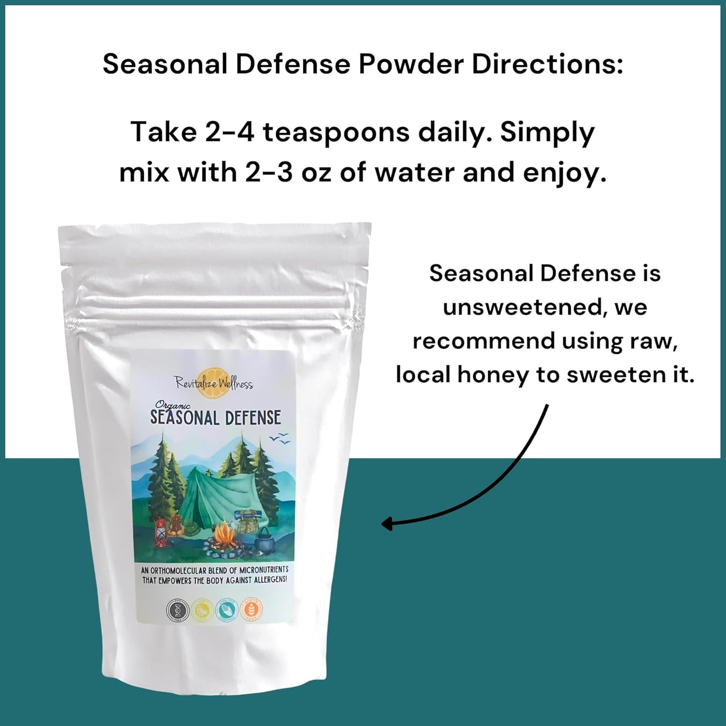 Organic Seasonal Defense Supplement with Bromelain, Vitamin B3, C, Quercetin, NAC - Fruit Punch Flavor - 30 Servings