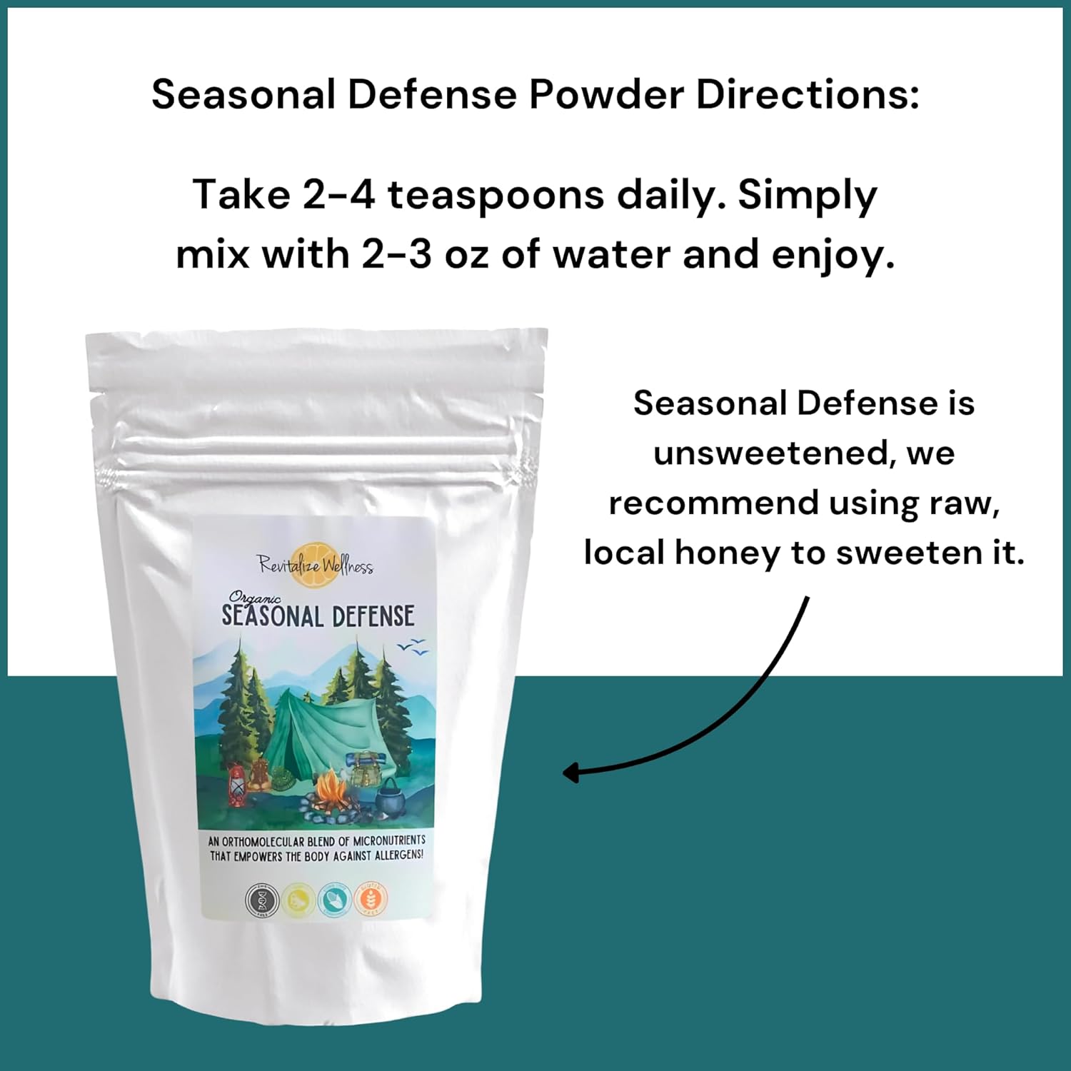 Organic Seasonal Defense Supplement with Bromelain, Vitamin B3, C, Quercetin, NAC - Fruit Punch Flavor - 30 Servings