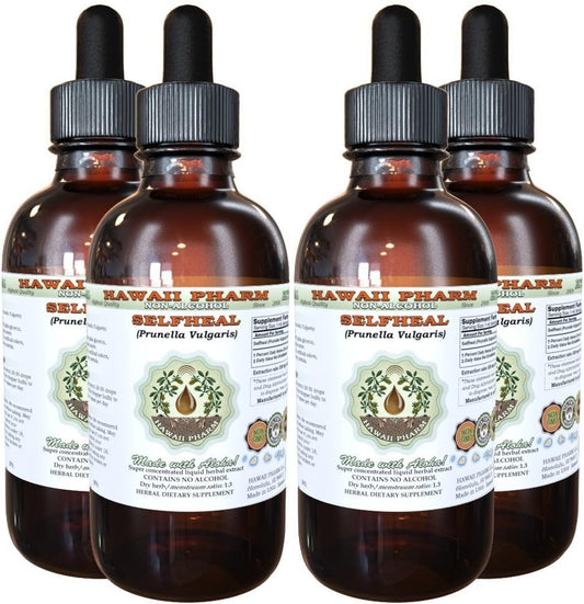 Organic Selfheal Liquid Extract - Alcohol-Free Herbal Supplement - 4x4 fl.oz - Hawaii Pharm USA