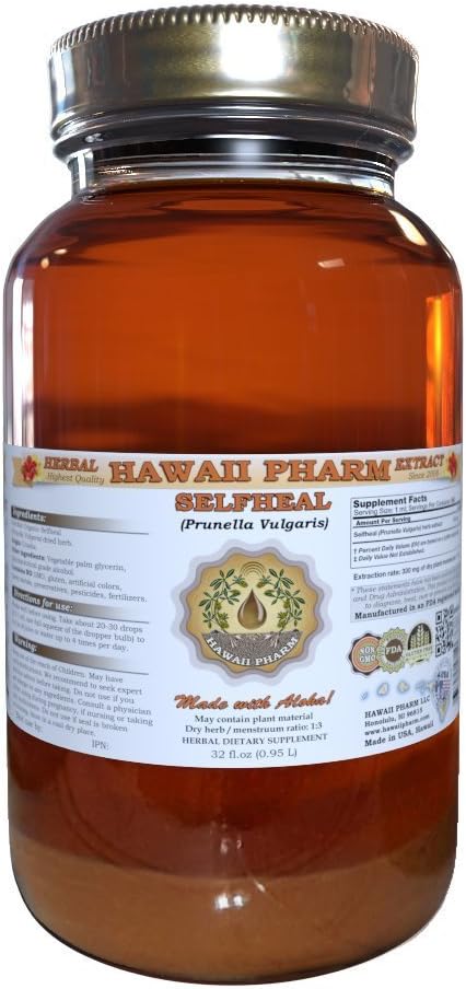 Organic Selfheal Liquid Extract Tincture - Herbal Supplement by Hawaii Pharm - 32 fl.oz - Made in USA