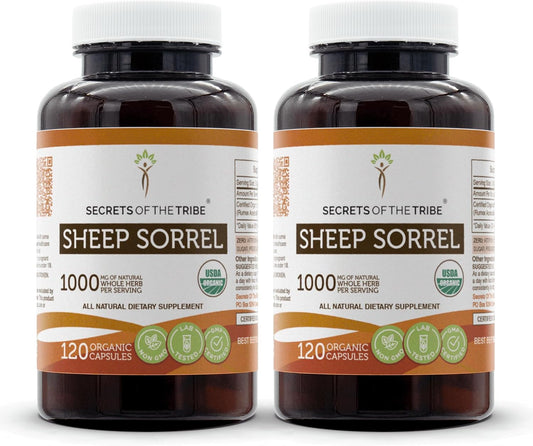 Organic Sheep Sorrel 500mg Capsules - 240 Count - USDA Certified - Rumex Acetosella Dried Herb