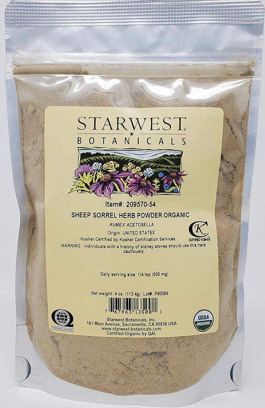 Organic Sheep Sorrel Herb Powder - 4 Ounces by Starwest Botanicals
