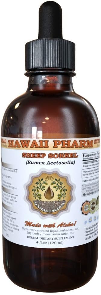 Organic Sheep Sorrel Liquid Extract - Herbal Supplement Tincture by Hawaii Pharm - 2 fl.oz - Made in USA