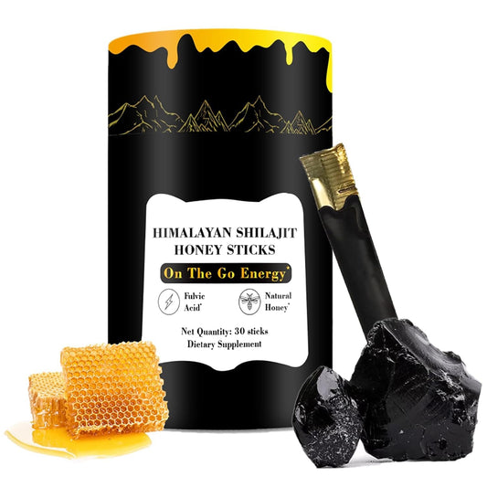 Organic Shilajit Honey Sticks with Pure Himalayan Resin & Saffron for Energy, Immunity, and Vitality - 30 Sticks for Men and Women