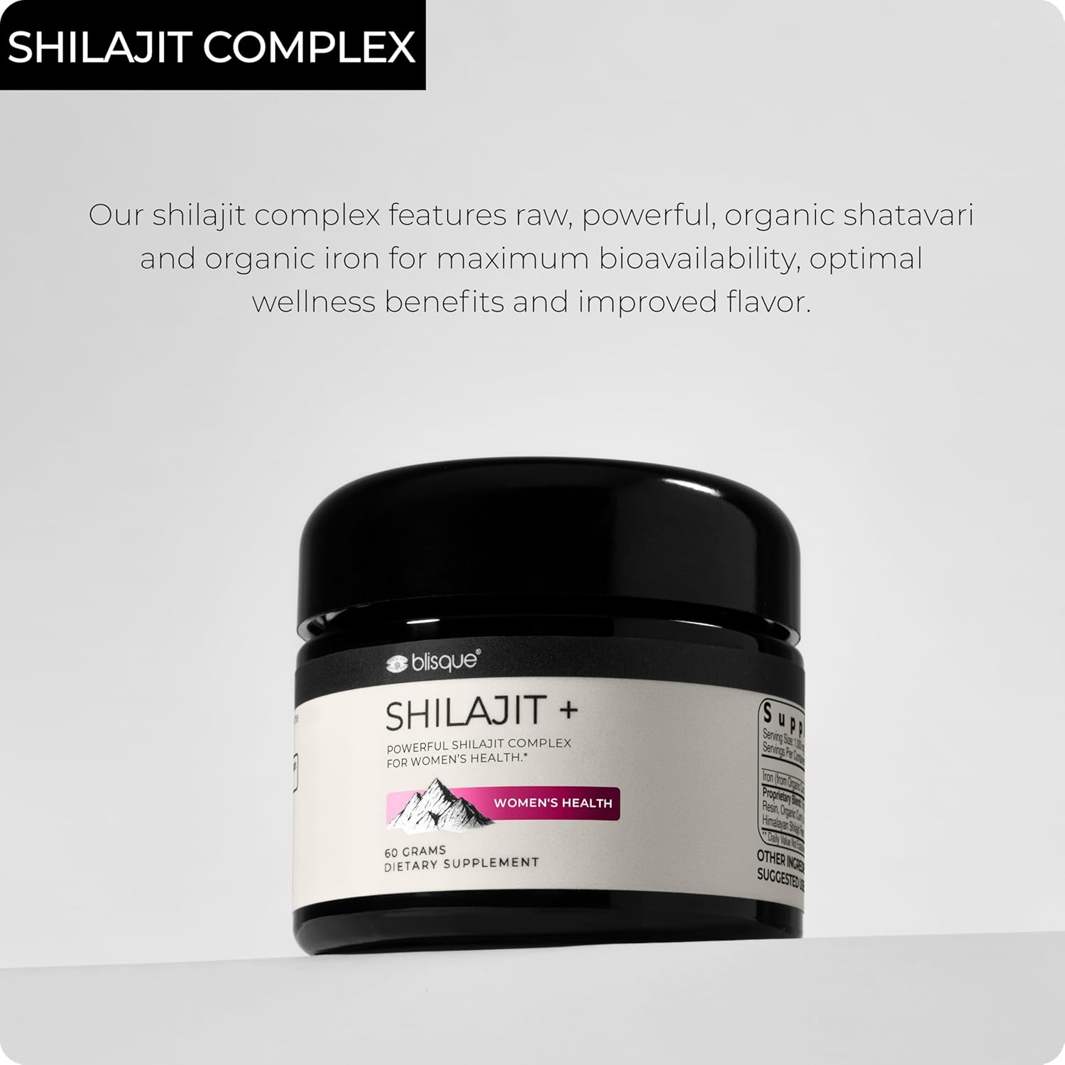 Organic Shilajit Resin Supplement with Shatavari and Iron for Women's Health - 60 Grams