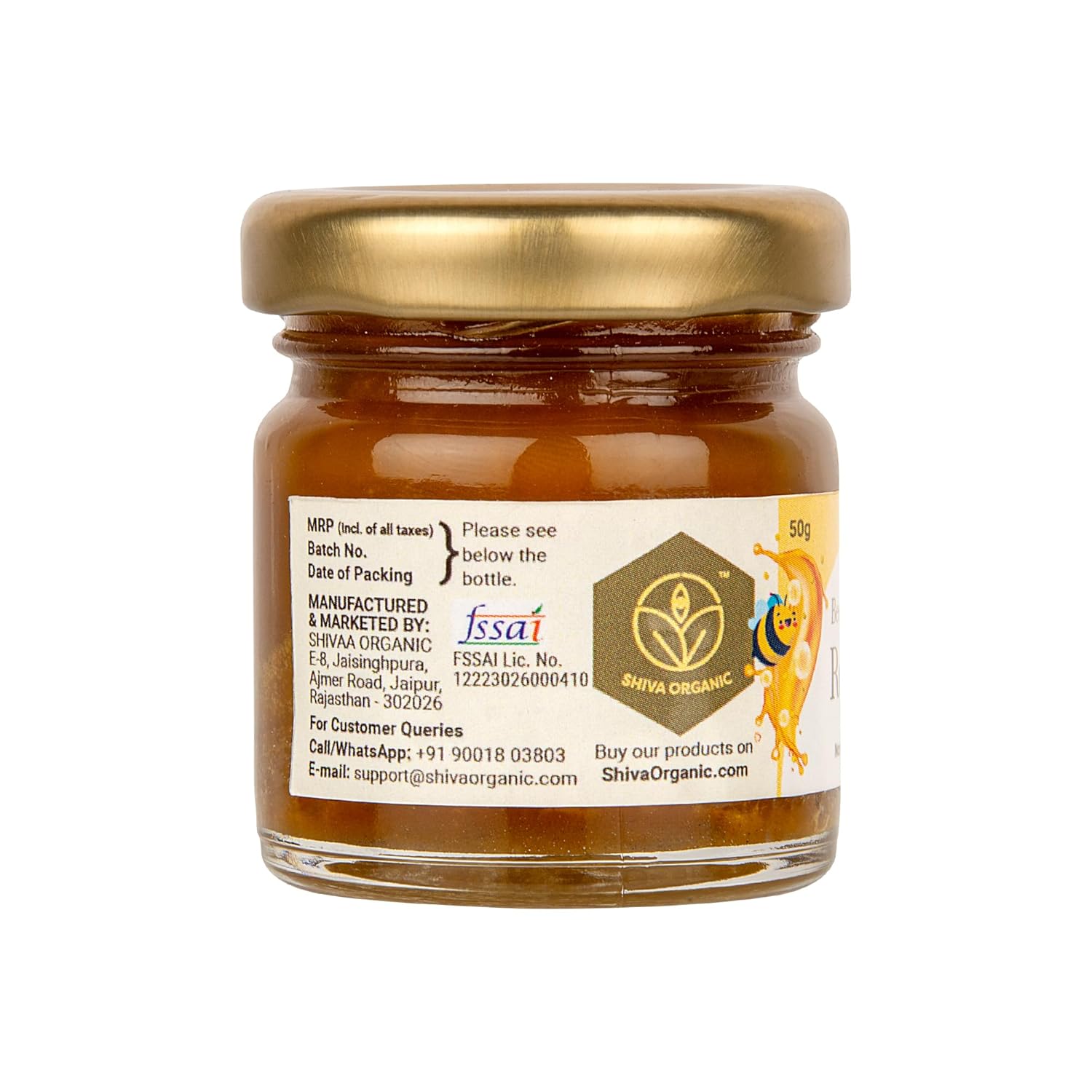 Organic Shiva Honey with Bee Pollen & Royal Jelly Infusion - Premium Raw Source for Holistic Wellness (50g)