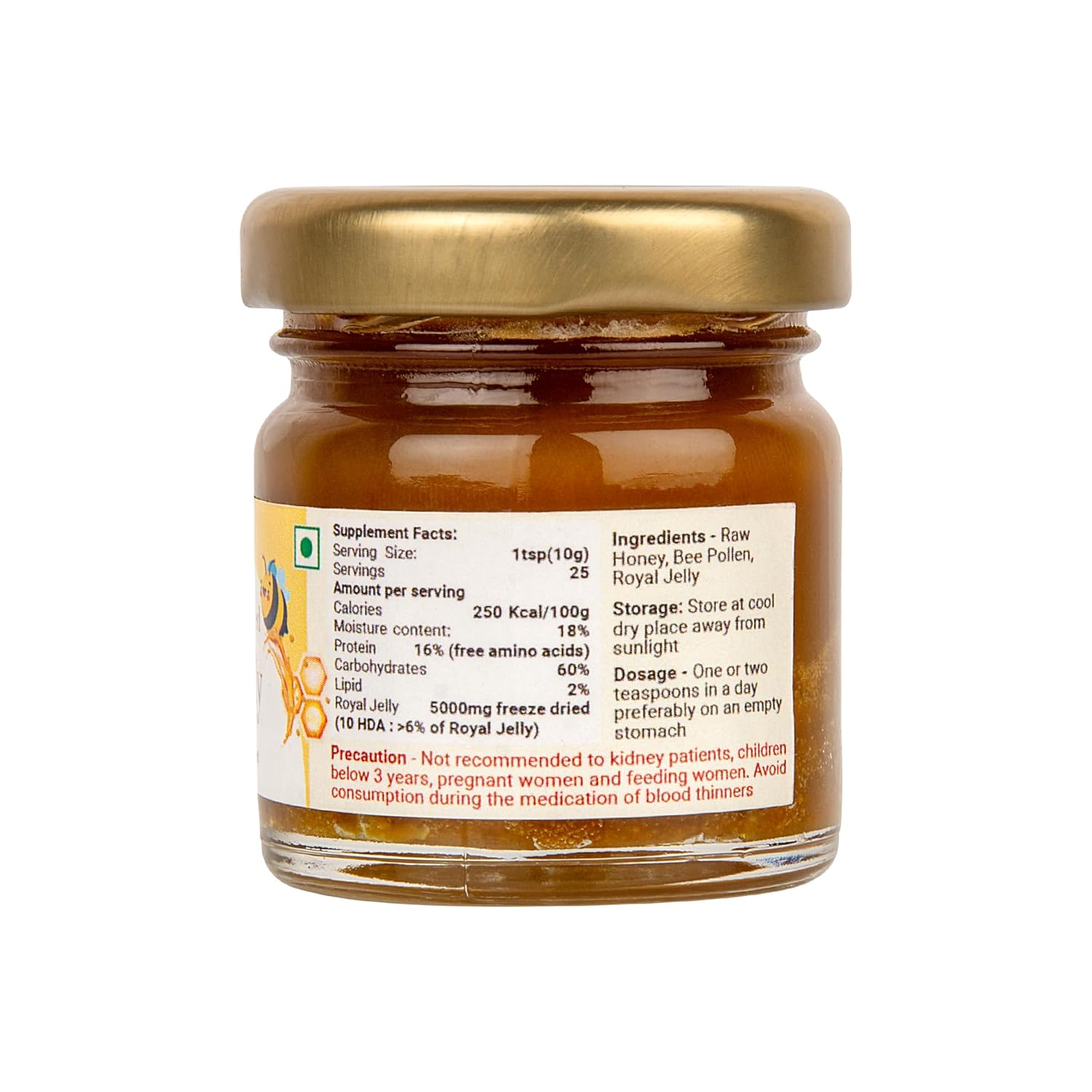 Organic Shiva Honey with Bee Pollen & Royal Jelly Infusion - Premium Raw Source for Holistic Wellness (50g)