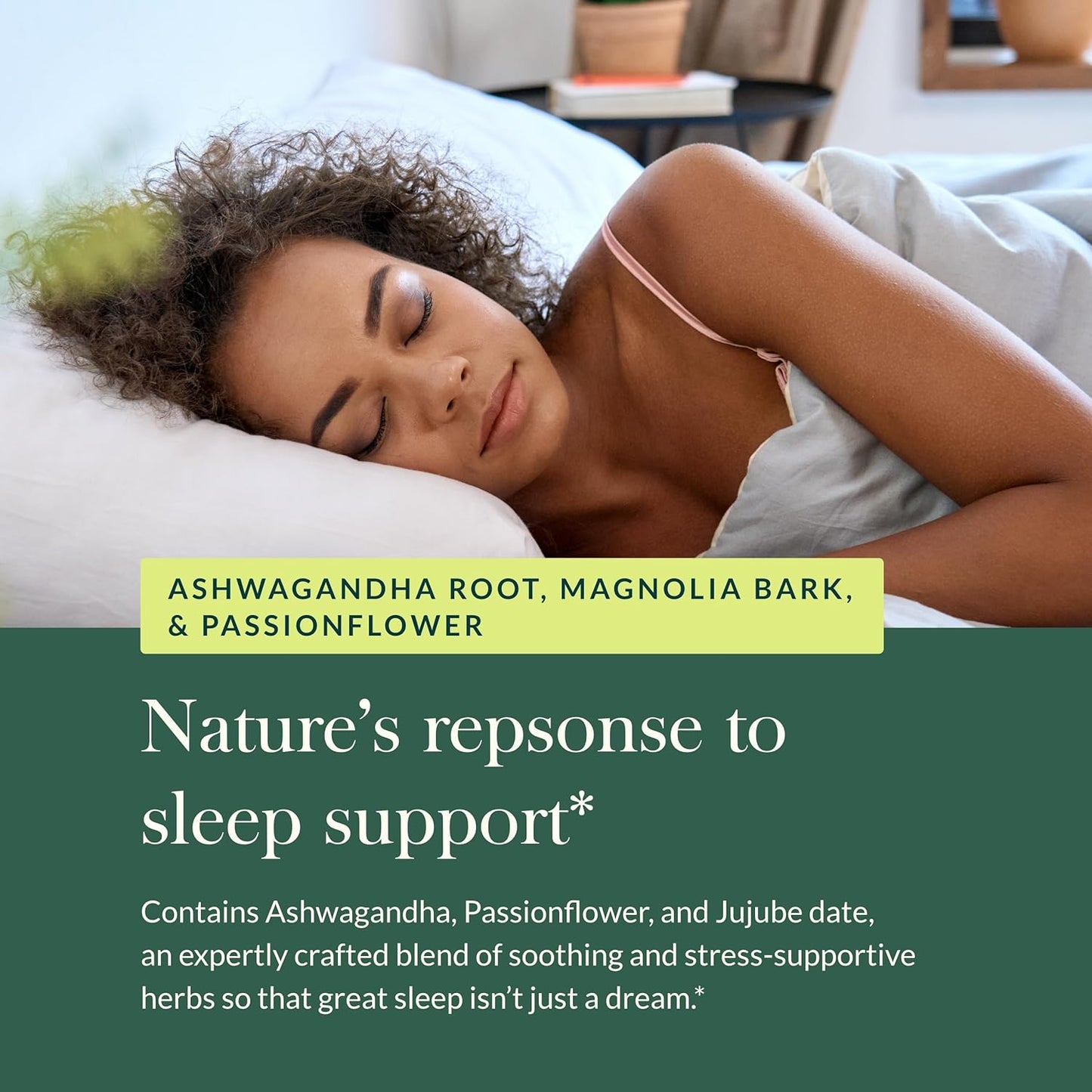 Organic Sleep Support Supplement with Ashwagandha, Magnolia Bark, Passionflower, and Jujube - 60 Vegan Capsules