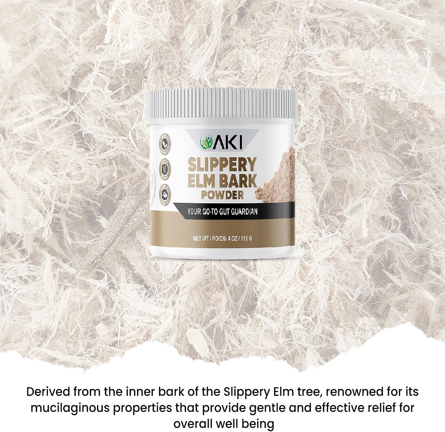 Organic Slippery Elm Bark Powder - Plant-Based Protein for Digestive & Throat Health - Vegan, Gluten-Free, Non-GMO (4oz)