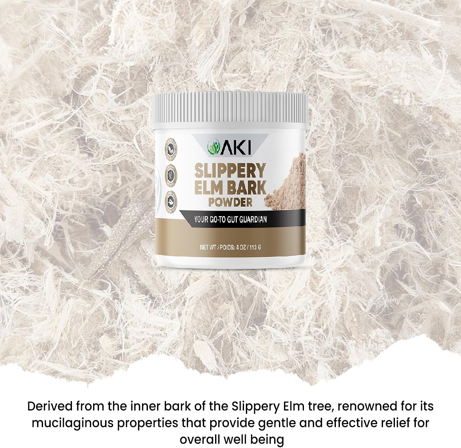Organic Slippery Elm Bark Powder - Plant-Based Protein for Digestive & Throat Health - Vegan, Gluten-Free, Non-GMO (4oz)