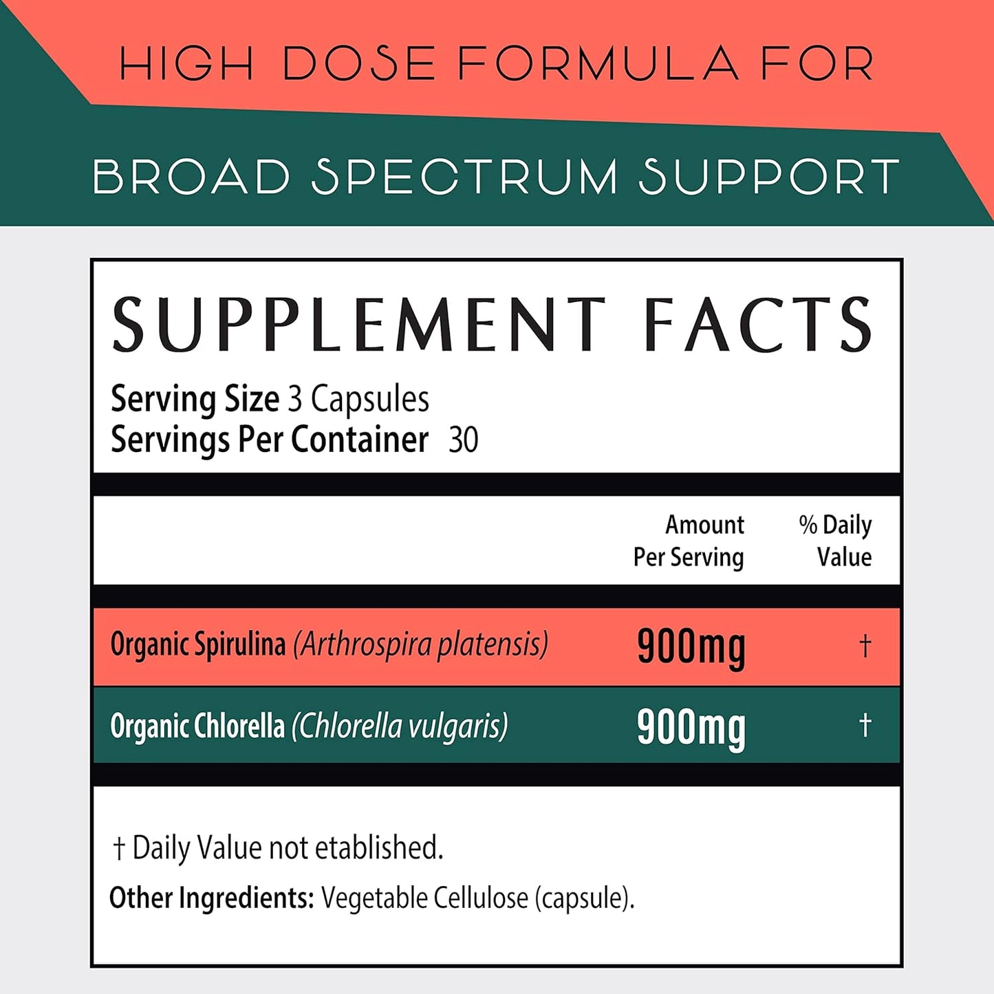 Organic Spirulina Chlorella Capsules with Fermented Blueberry - Superfood Supplement for Health and Wellness