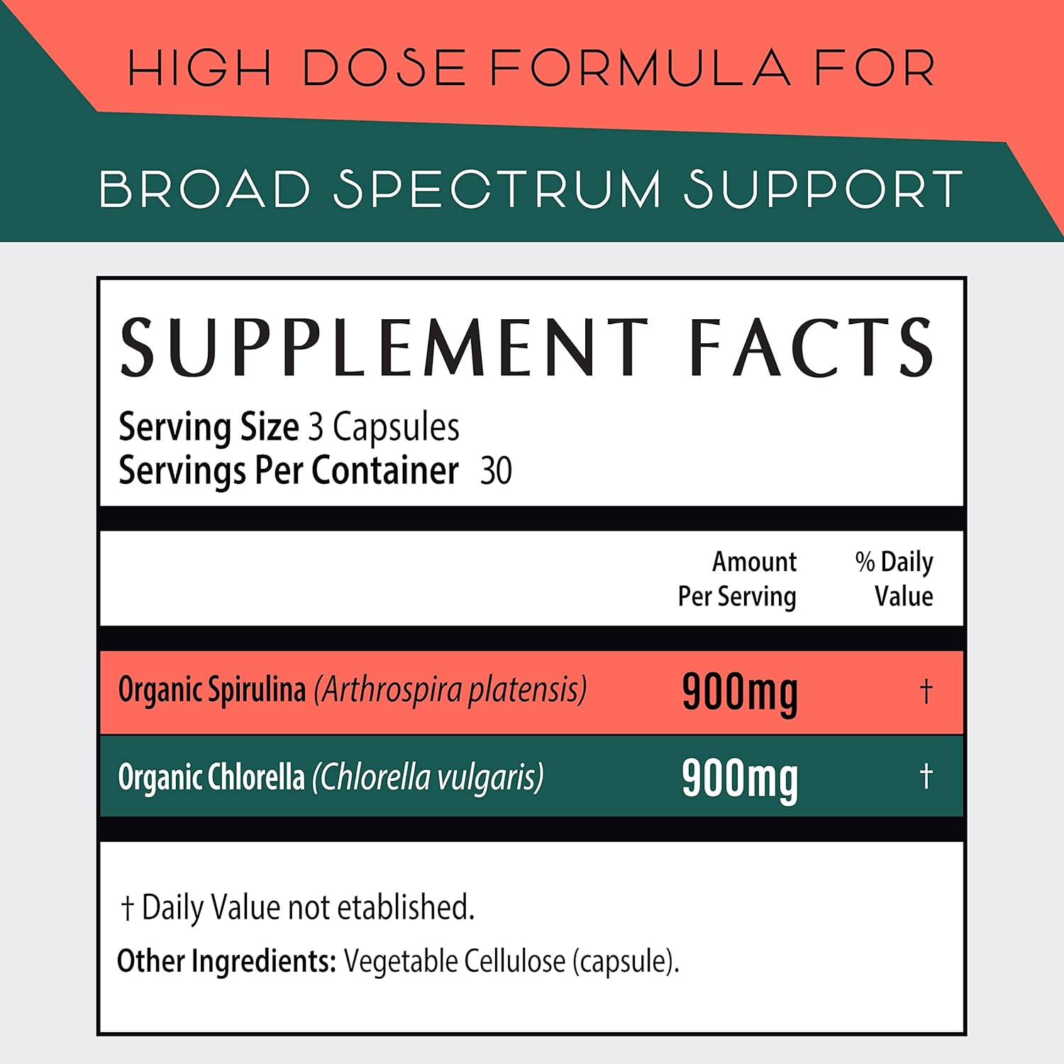 Organic Spirulina Chlorella Capsules with Fermented Blueberry - Superfood Supplement for Health and Wellness