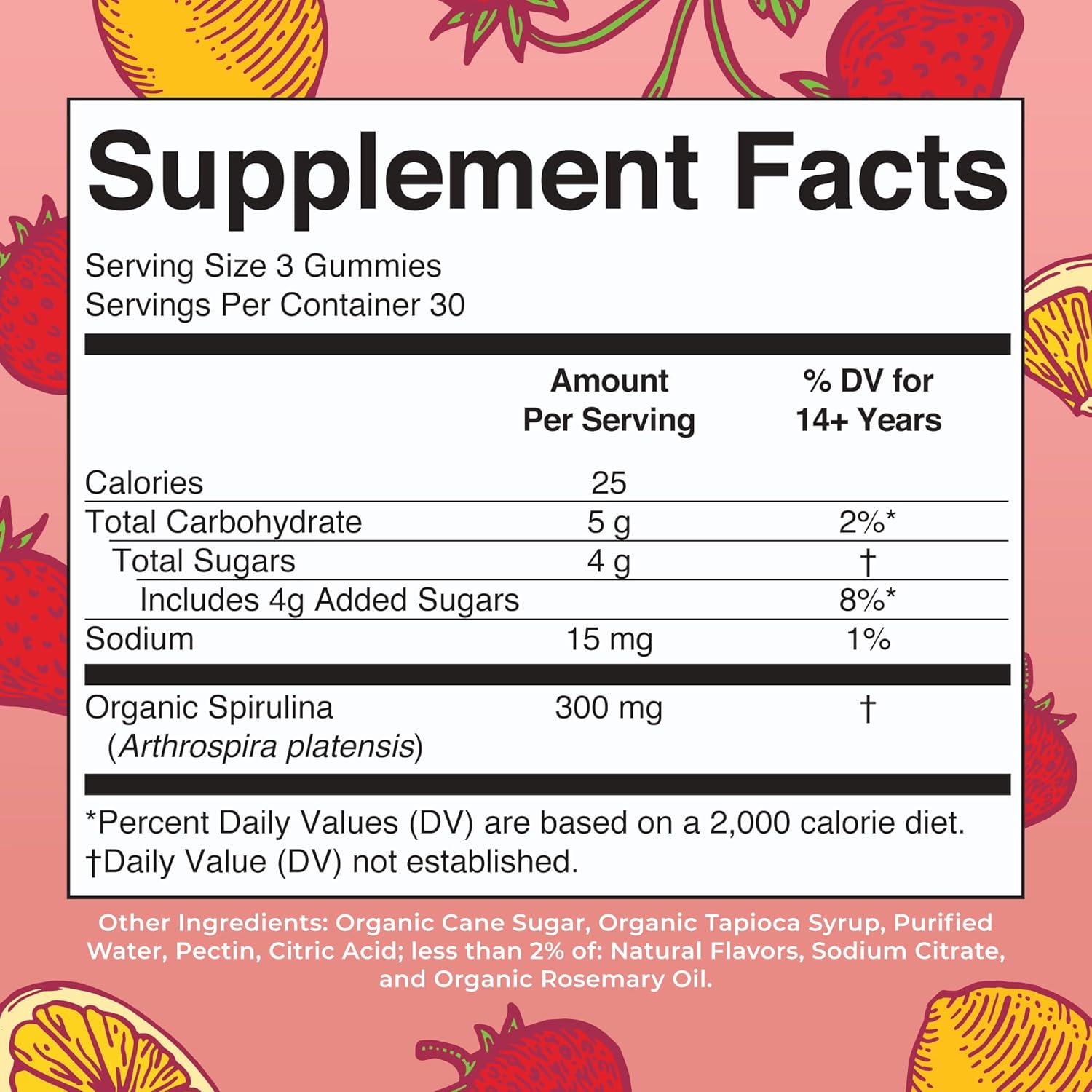Organic Spirulina Gummies for Ages 14+ | Vegan Superfood Gummies | Non-GMO | 90 Count