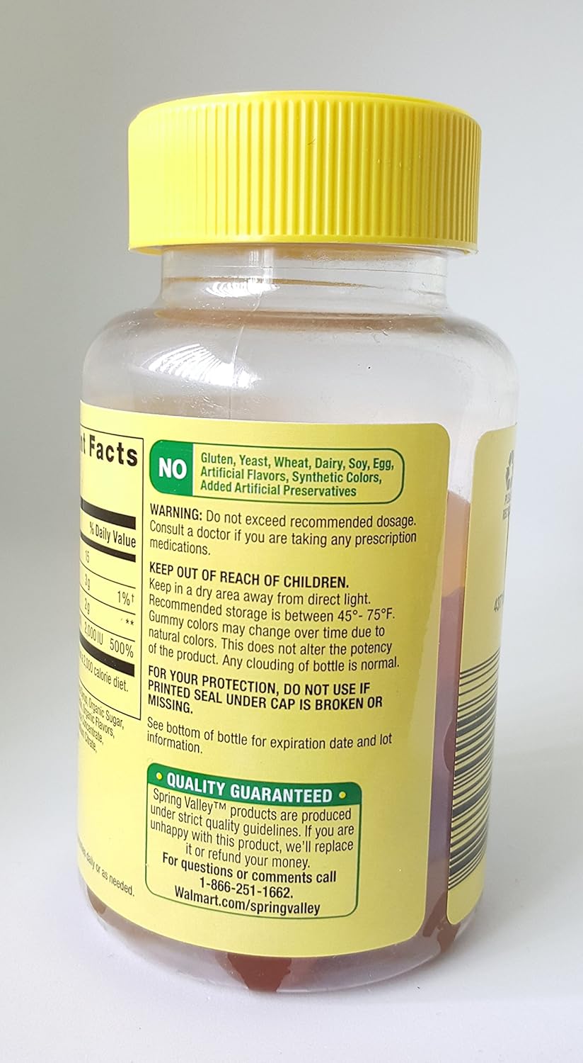 Organic Spring Valley Adult Gummy Vitamin D3 Supplement, 2000IU, 50mcg - 80 Vegetarian Gummies