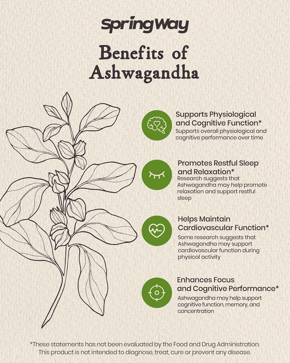 Organic Spring Way Ashwagandha Capsules with Black Pepper - 60 ct | Supports Relaxation, Energy, Immune Health | Non-GMO, Vegan, Gluten-Free
