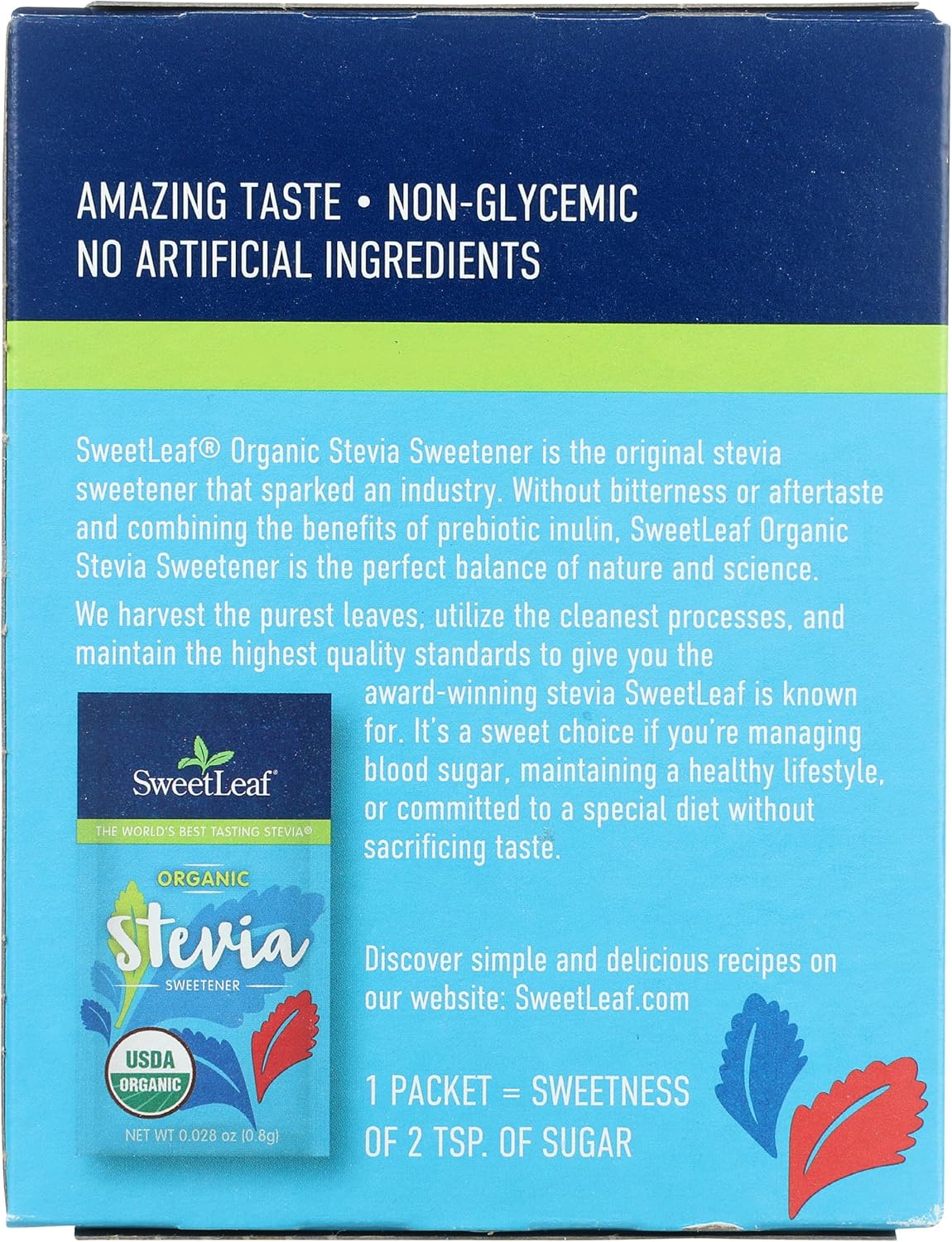 Organic Stevia Sweetener Packets - 70 Count by SweetLeaf