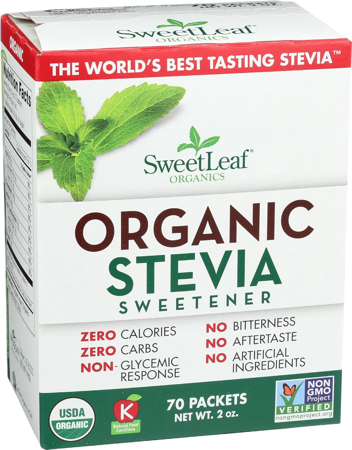 Organic Stevia Sweetener Packets - 70 Count by SweetLeaf