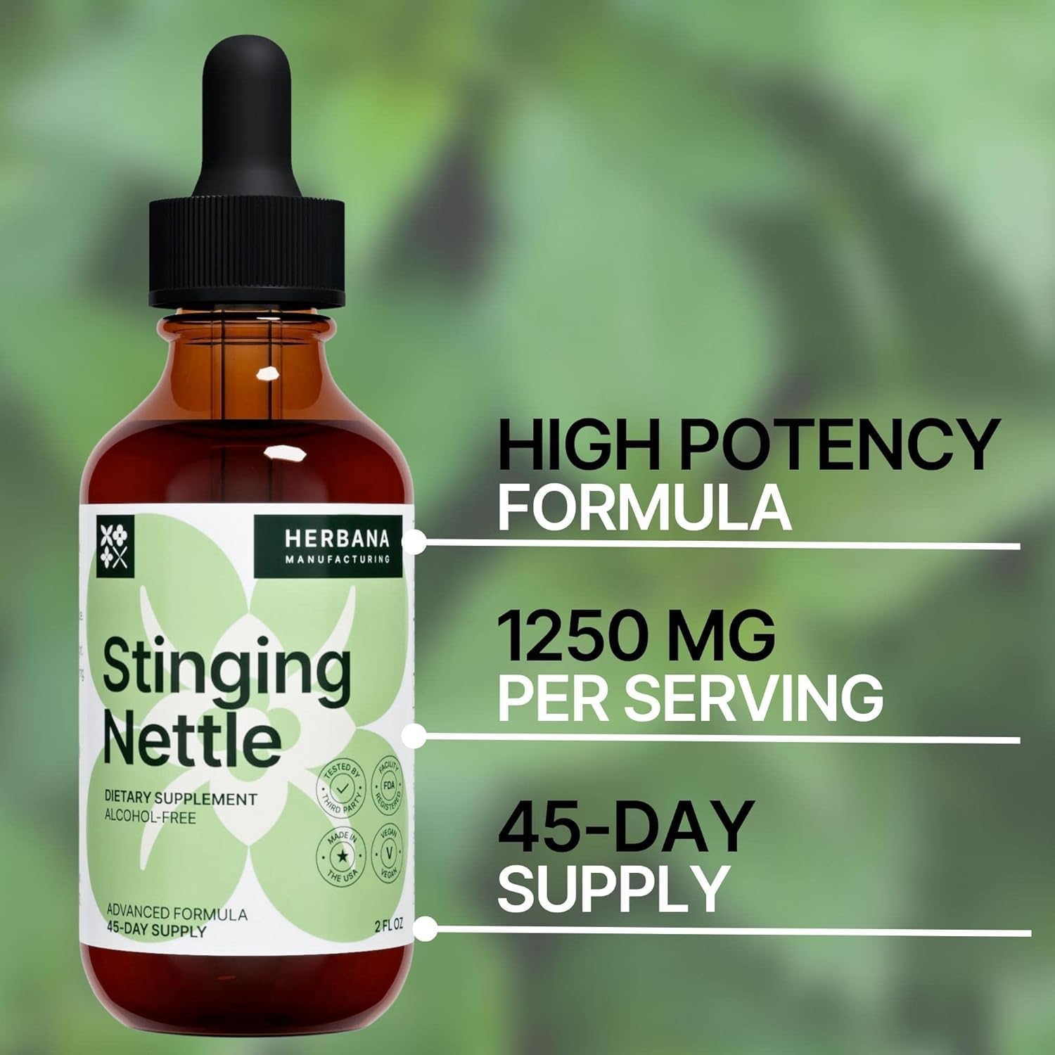 Organic Stinging Nettle Leaf and Root Liquid Extract - 2 fl oz - Herbal Urinary & Kidney Support - High Potency Supplement for Men and Women - 45-Day Supply