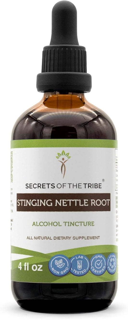 Organic Stinging Nettle Root Tincture Alcohol Extract - 4 OZ Bottle, Urtica Dioica Dry Root Supplement