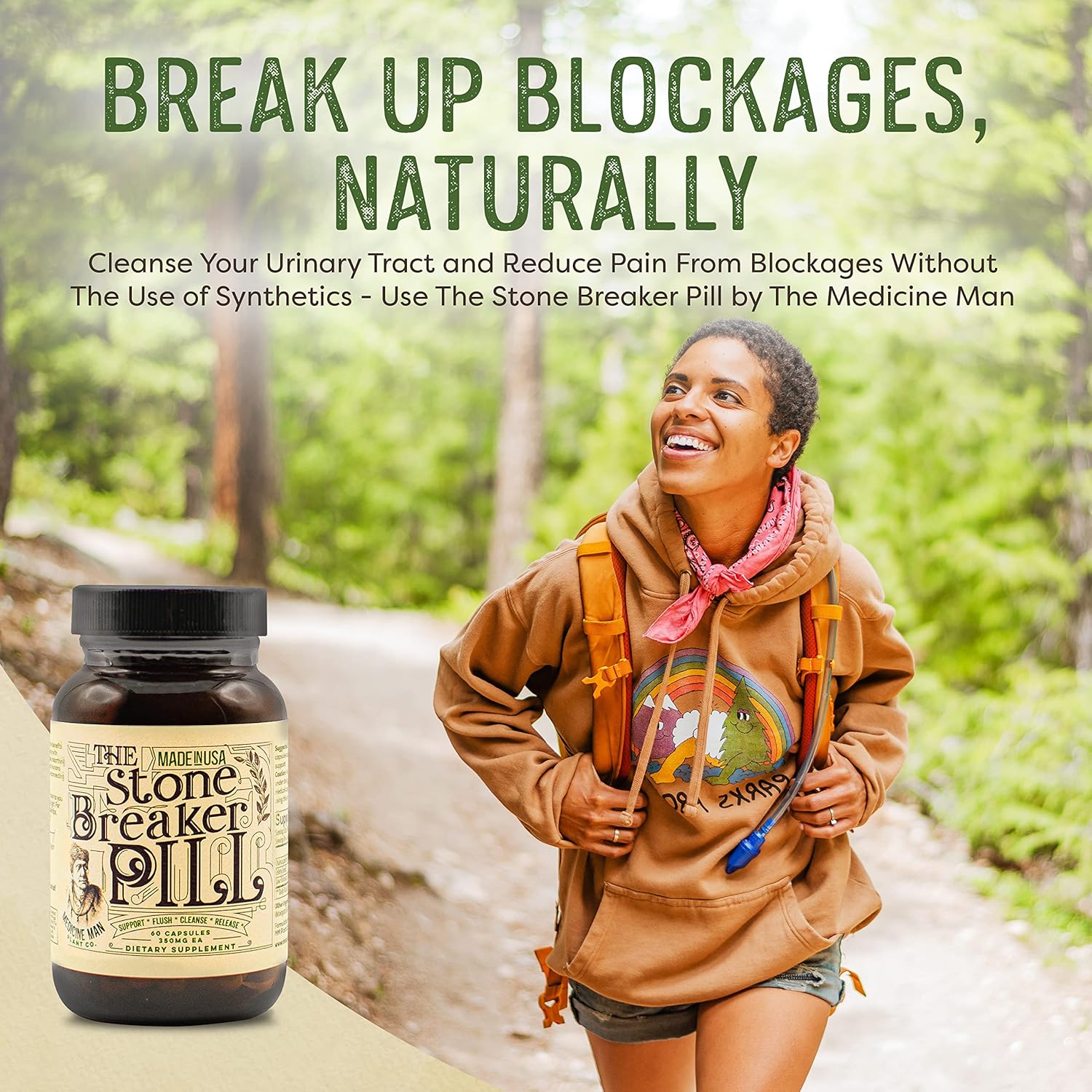 Organic Stone Breaker Pill - 60 Capsules for Kidney & Gallbladder with Chanca Piedra, Celery Seeds, Saw Palmetto - Herbal Supplement for Stones