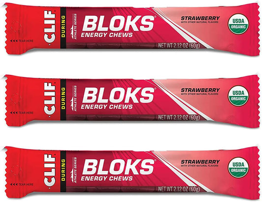 Organic Strawberry CLIF BLOKS Energy Chews for Cycling and Running - Non-GMO Plant Based Snack (6.3 Oz)