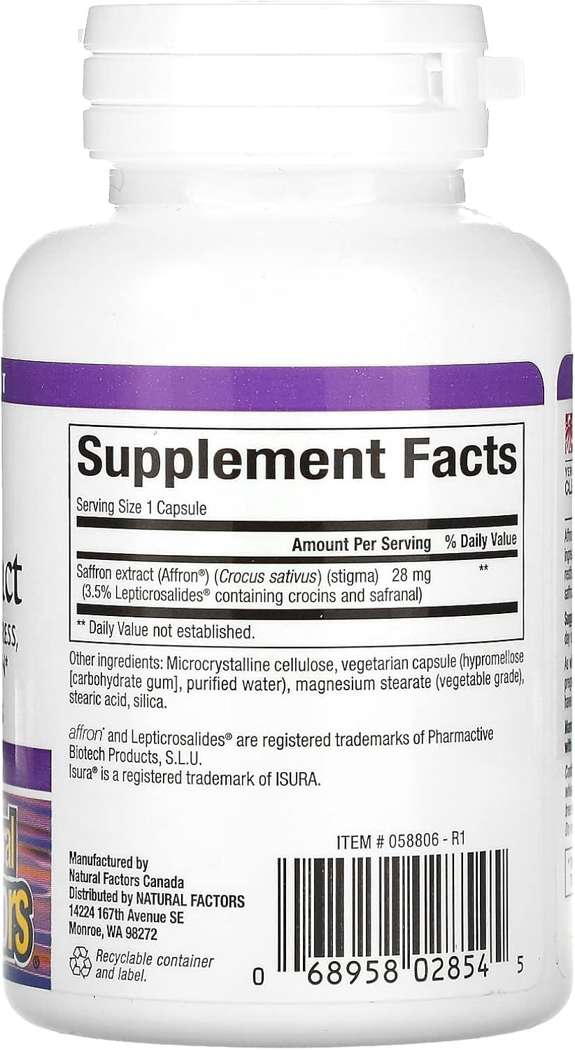 Organic Stress-Relief: Affron Saffron Extract Capsules - 30 Count