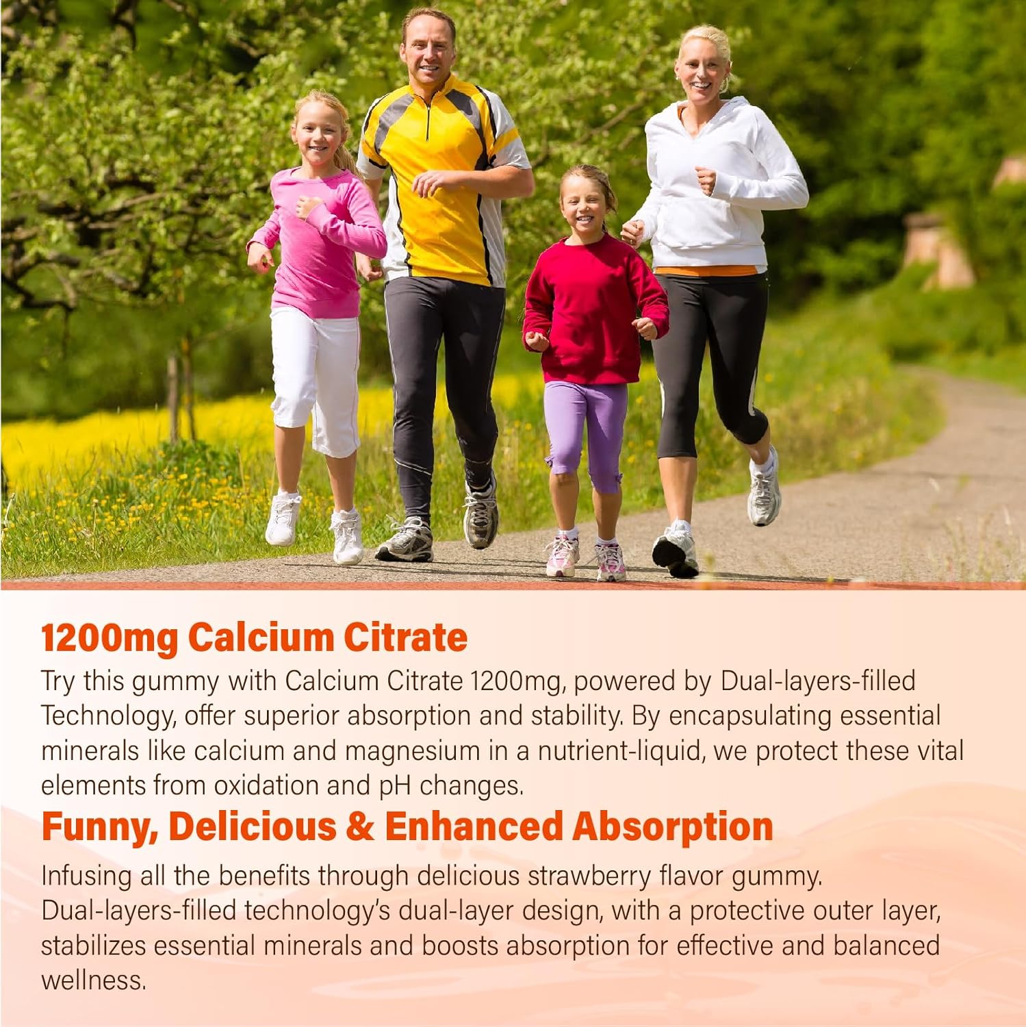 Organic Sugar-Free Calcium Citrate Gummies with Magnesium and Vitamin D3 for Adults - Chewable Calcium Supplements for Men and Women
