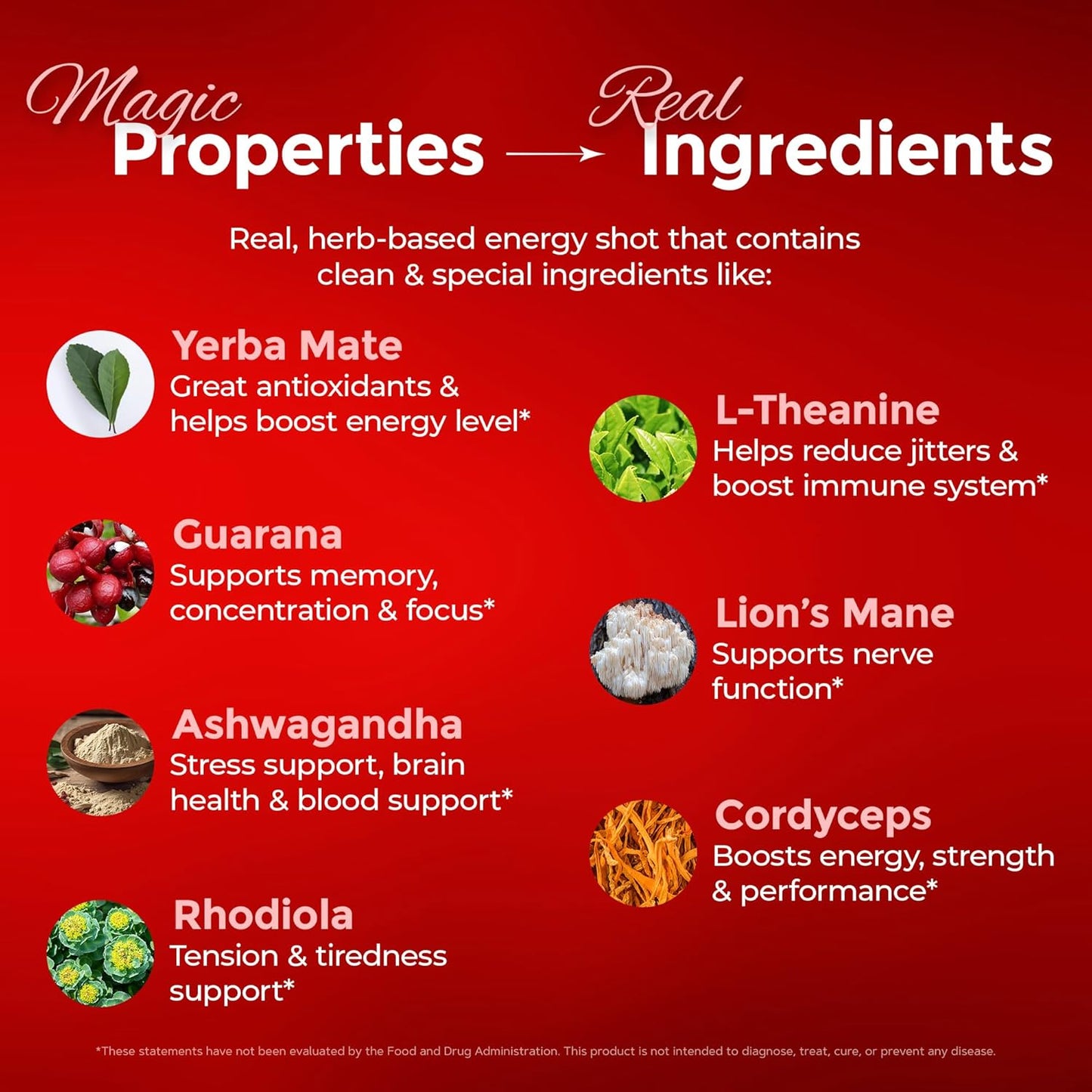 Organic Sugar-Free Energy Shots with Vitamin B12 and Plant-Based Ingredients - Cherry Pomegranate Flavor - 12 Pack