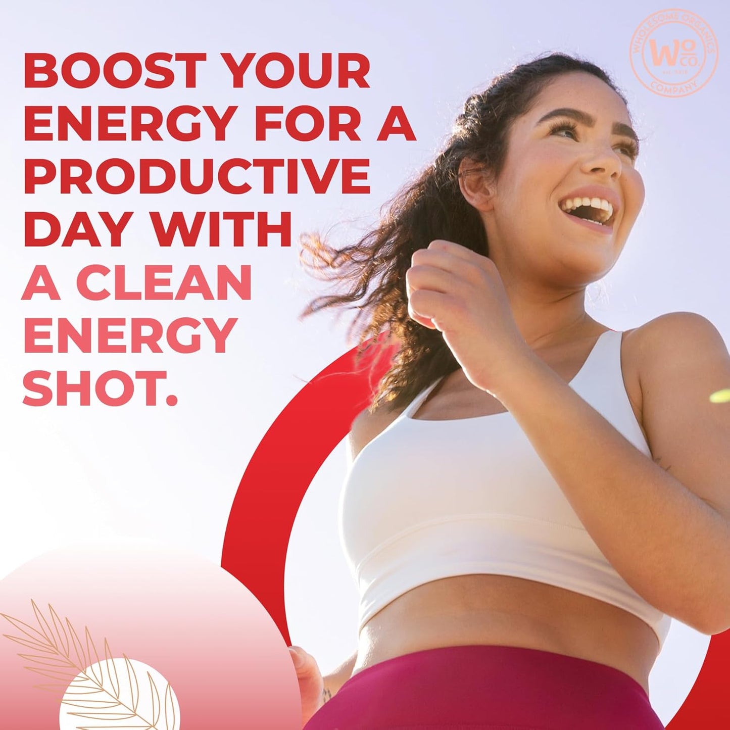 Organic Sugar-Free Energy Shots with Vitamin B12 and Plant-Based Ingredients - Cherry Pomegranate Flavor - 12 Pack