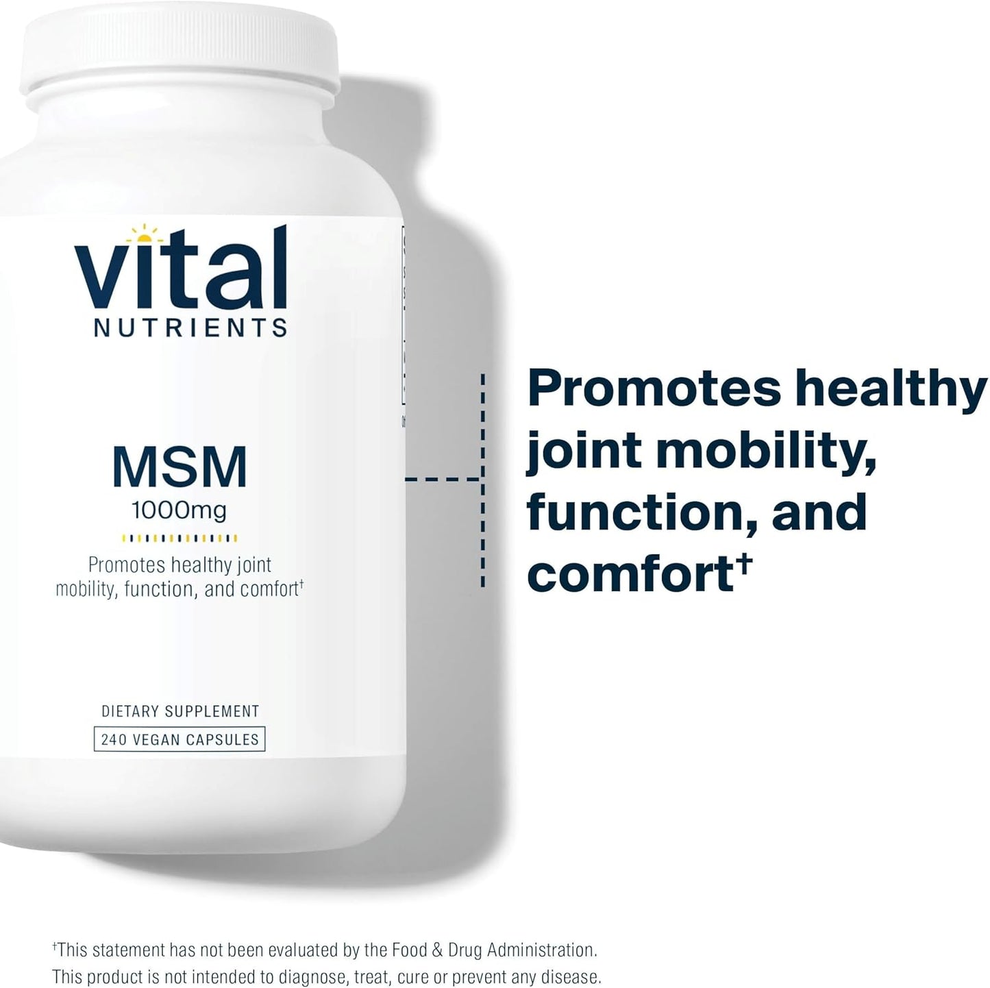 Organic Sulfur Supplement - MSM 1000mg - 240 Capsules for Vital Nutrients & Joint Health