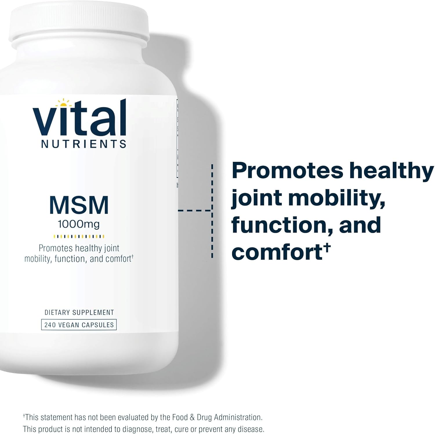 Organic Sulfur Supplement - MSM 1000mg - 240 Capsules for Vital Nutrients & Joint Health