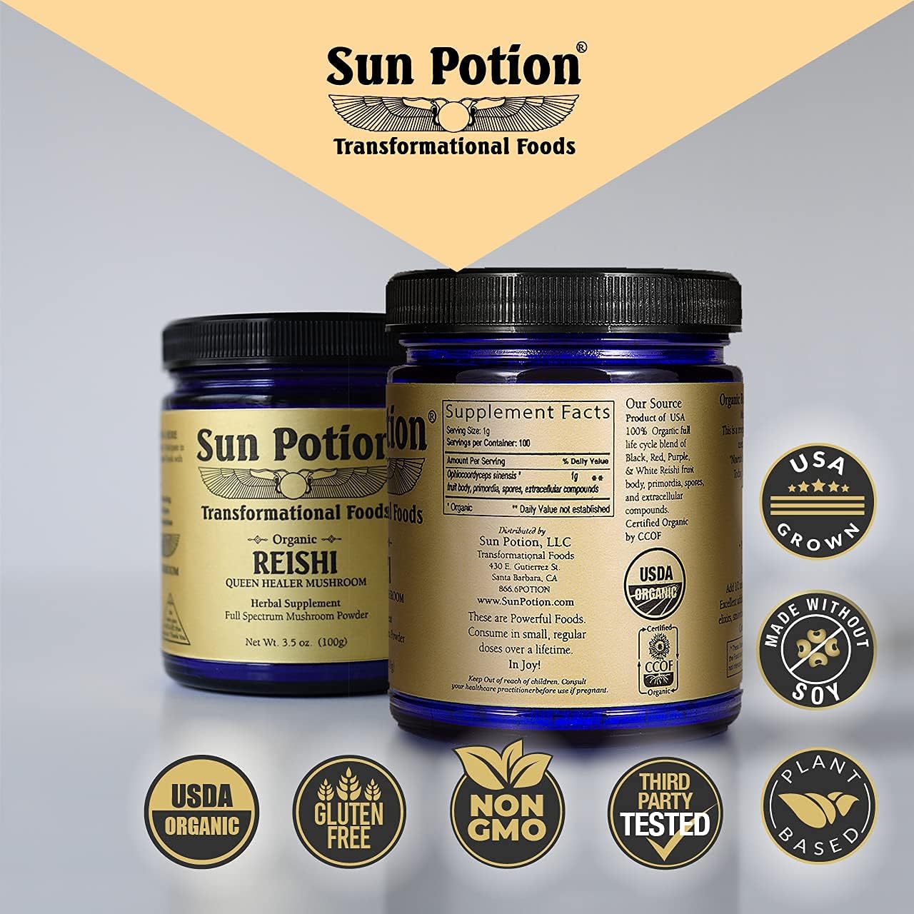 Organic Sun Potion Reishi Mushroom Powder - 100g Packet