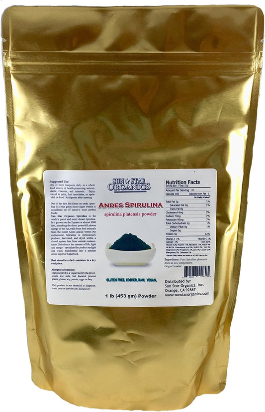 Organic Sun Star Spirulina Superfood Powder - 1 lb Bag - Premium Quality Green Algae Supplement