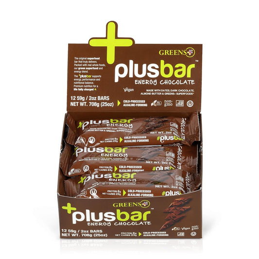Organic Super Greens Dark Chocolate Energy Bars - Gluten Free & Vegan Snacks with Superfoods - 12 Bars, 8g Protein Meal Replacement