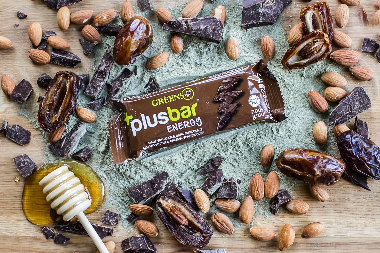Organic Super Greens Dark Chocolate Energy Bars - Gluten Free & Vegan Snacks with Superfoods - 12 Bars, 8g Protein Meal Replacement