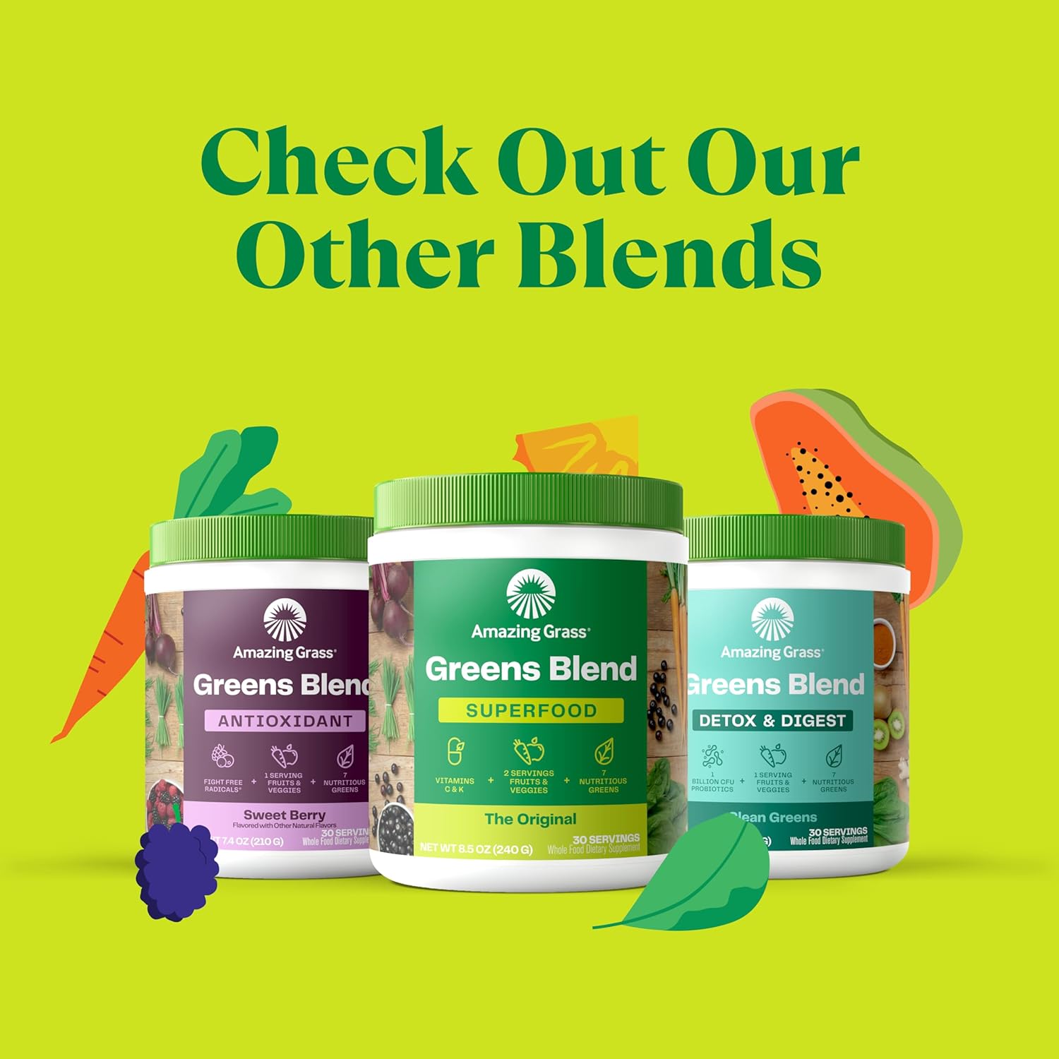 Organic Super Greens Powder for Mood, Relaxation & Stress Support - With Spirulina, Chlorella, Beet Root Powder, Digestive Enzymes & Probiotics - 30 Servings