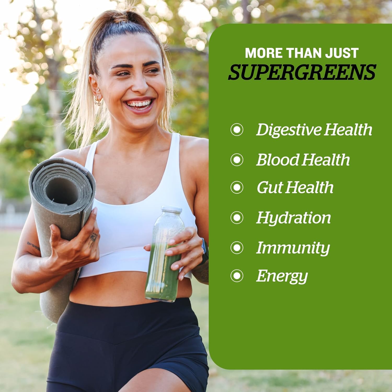 Organic Super Greens Powder with Digestive Enzymes & Probiotics for Gut Health, 8 oz, 22 Servings