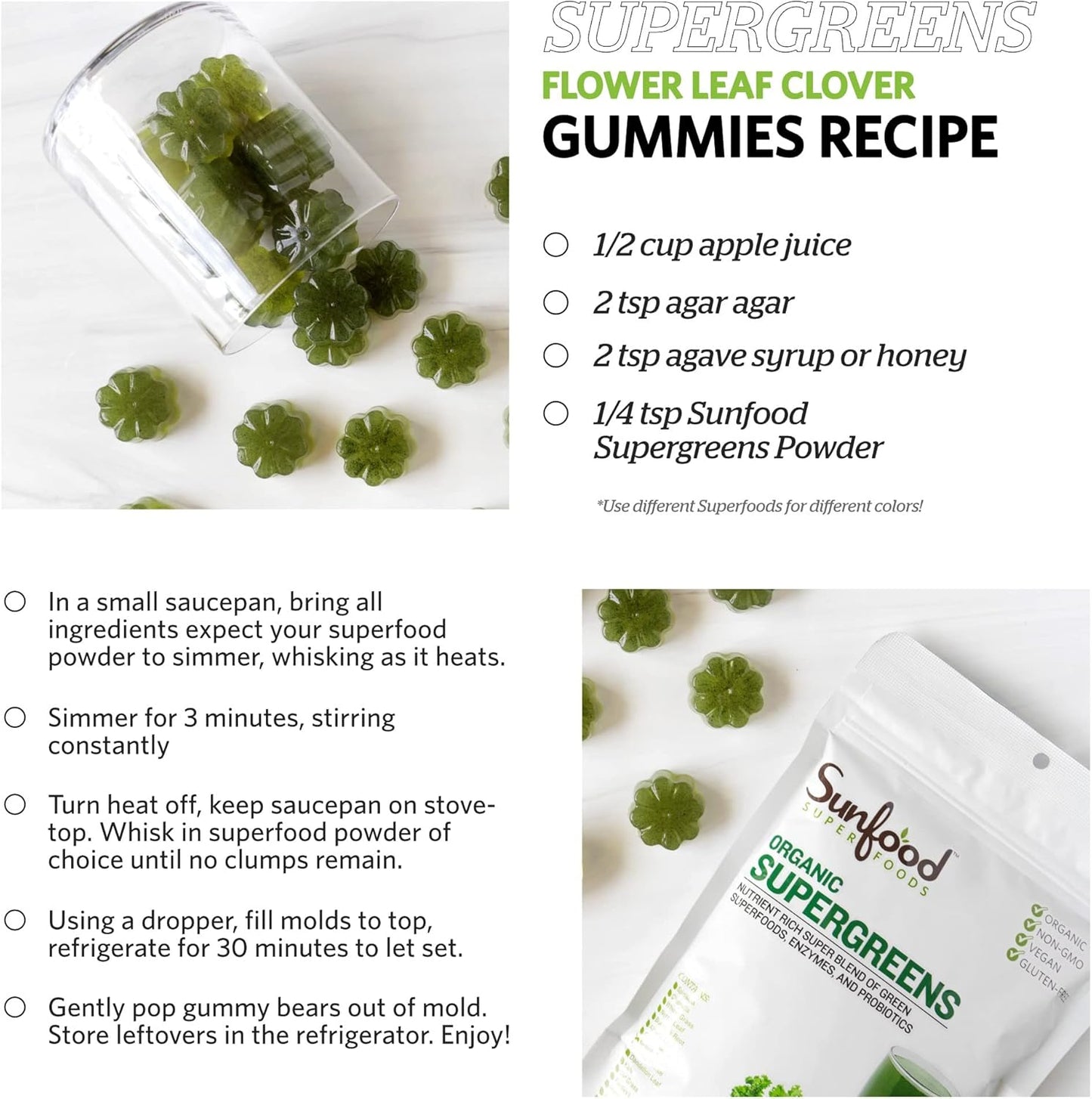 Organic Super Greens Powder with Digestive Enzymes & Probiotics for Gut Health, 8 oz, 22 Servings
