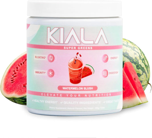 Organic Super Greens Powder with Spirulina & Chlorella for Digestion, Gut Health, Immunity & Energy - Watermelon Slush Flavor - 30 Servings, Gluten Free & Vegan - Daily Support for Women