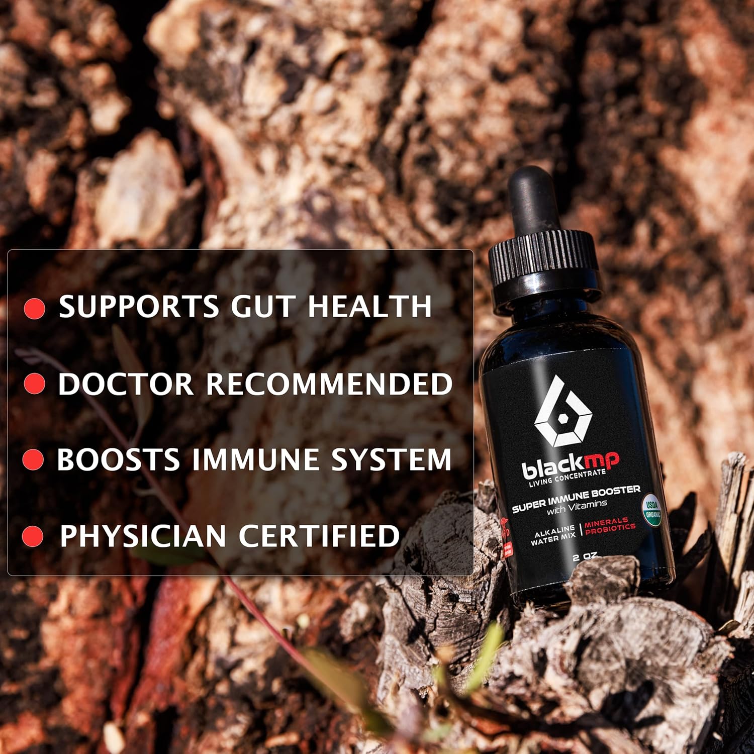 Organic Super Immune Booster Drops with Vitamins - Restores Gut Health & Strengthens Immune System - 2oz