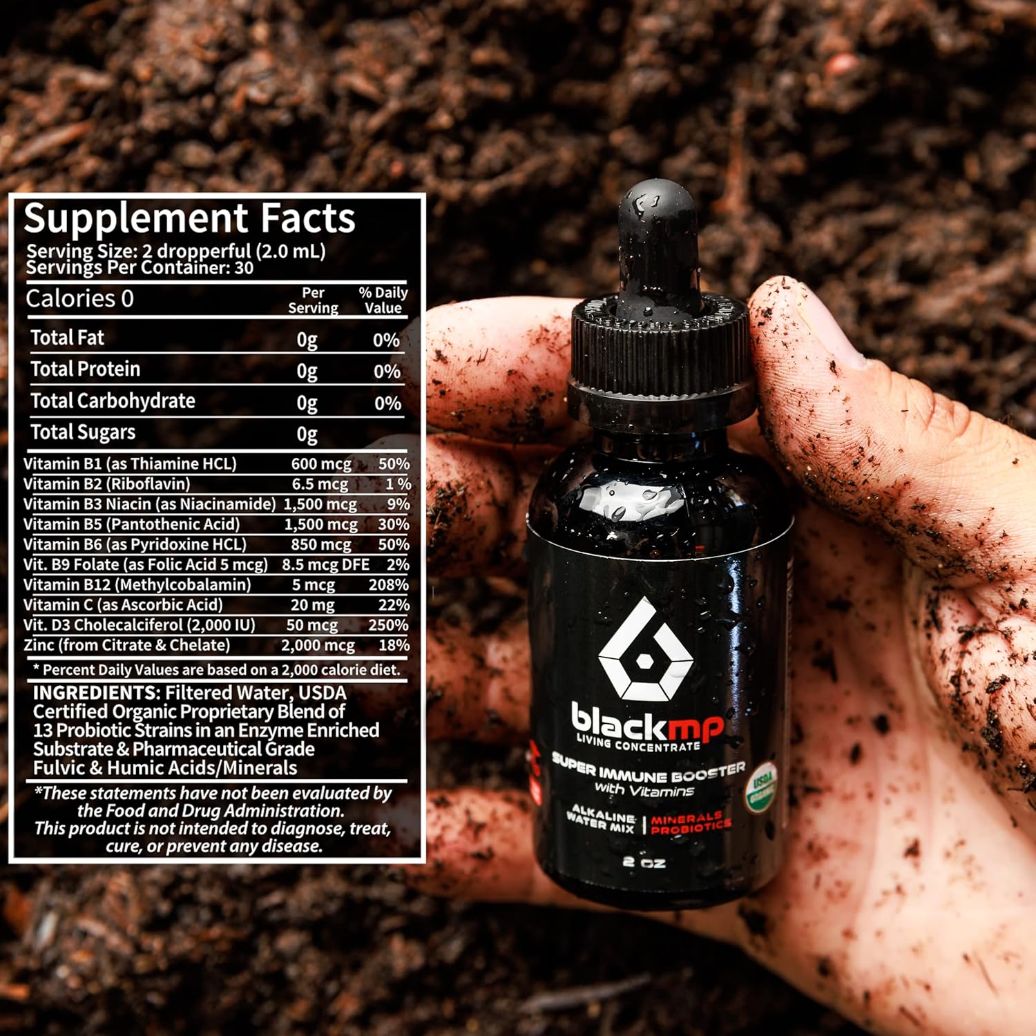 Organic Super Immune Booster Drops with Vitamins - Restores Gut Health & Strengthens Immune System - 2oz