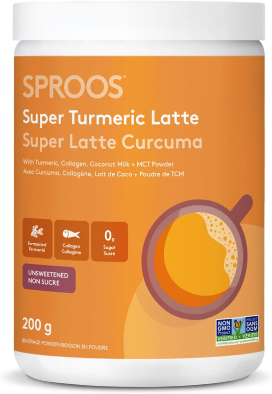 Organic Super Turmeric Latte with Marine Collagen, MCT Powder, and Coconut Milk - Unsweetened, Keto-Friendly, Dairy-Free - 200g Tub
