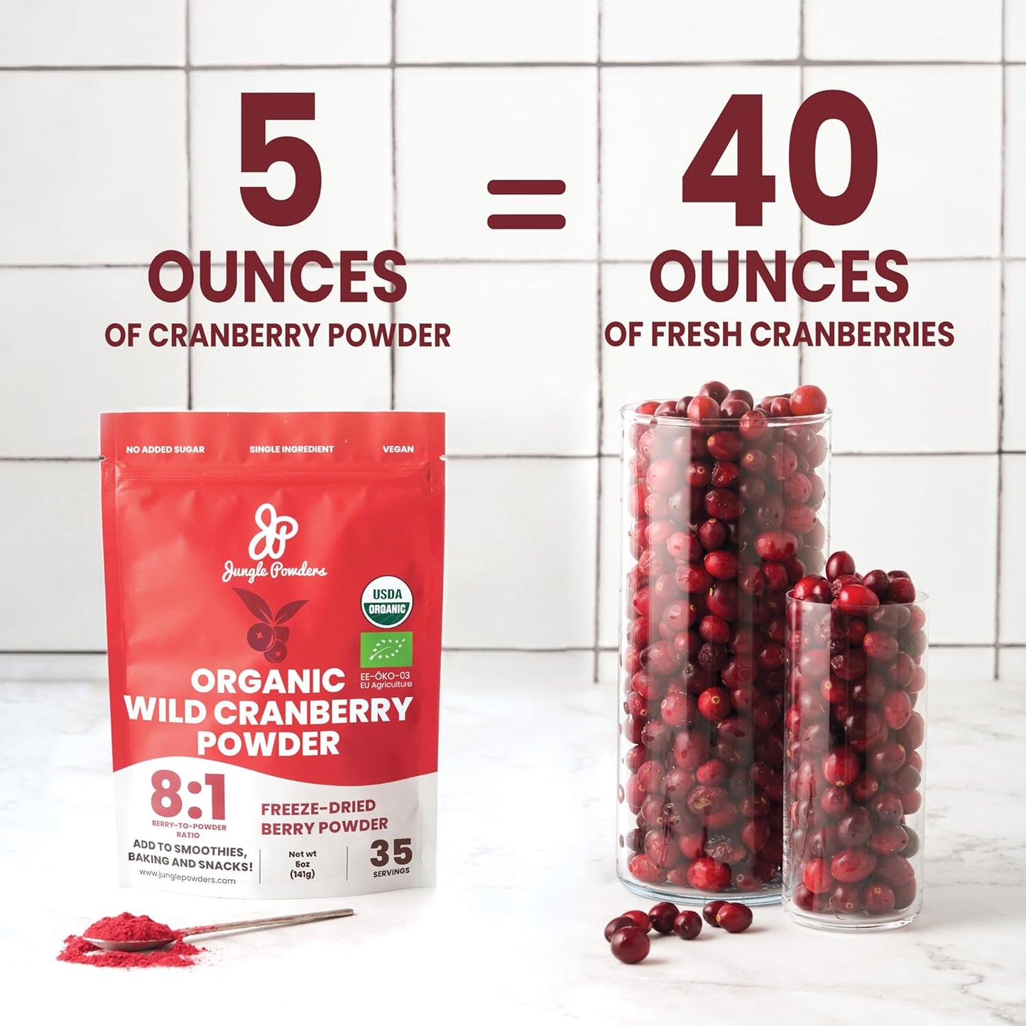 Organic Superfood Bundle: 5oz Shilajit & Wild Cranberry Powder - Energy & Immune Support, USDA Certified, Ideal for Baking & Smoothies