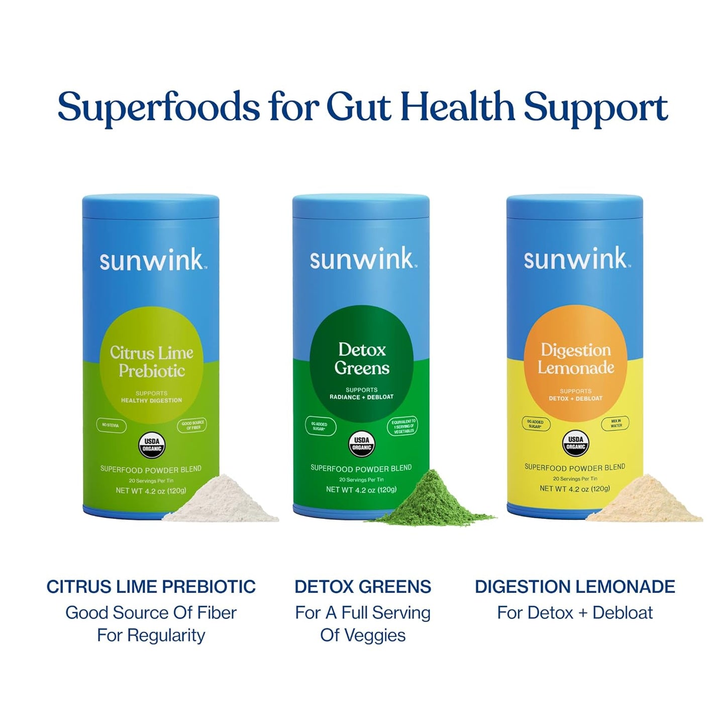 Organic Superfood Lemonade Powder for Digestive Health | Detox & Debloat | Chicory Root, Amla, Dandelion | 4.2oz, 20 Servings